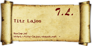 Titz Lajos névjegykártya